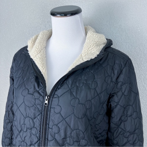 Disney Parks Mickey Mouse Quilted Sherpa Hooded Jacket, Black S - Authentic - Picture 3 of 12